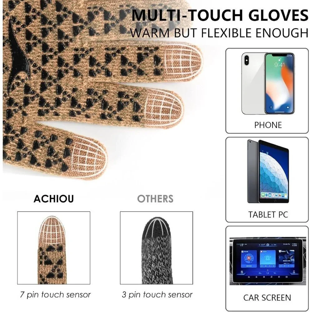 Women's Hump Back Upgraded Touch Screen Thermal Soft Knit Lining Winter Gloves